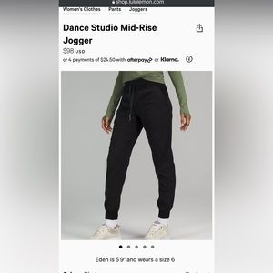 Lululemon dance studio mid rise jogger size 0